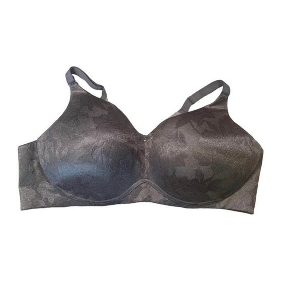 Cacique Lightly Lined No Wire Bra Gray‎ Floral Size 44DD